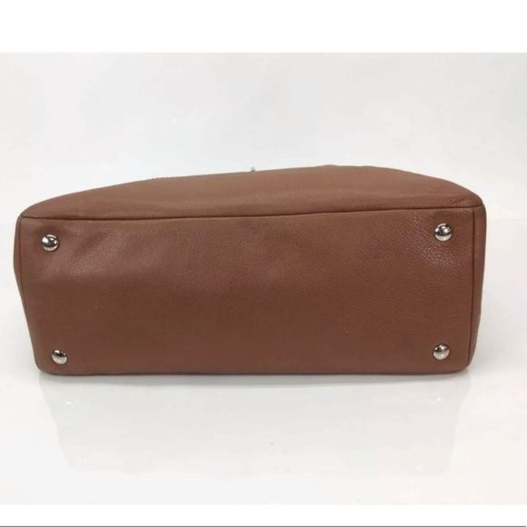 Coach Light Brown Pebbled Leather Satchel Shoulder Bag With Gold Hardware - Picture 3 of 4